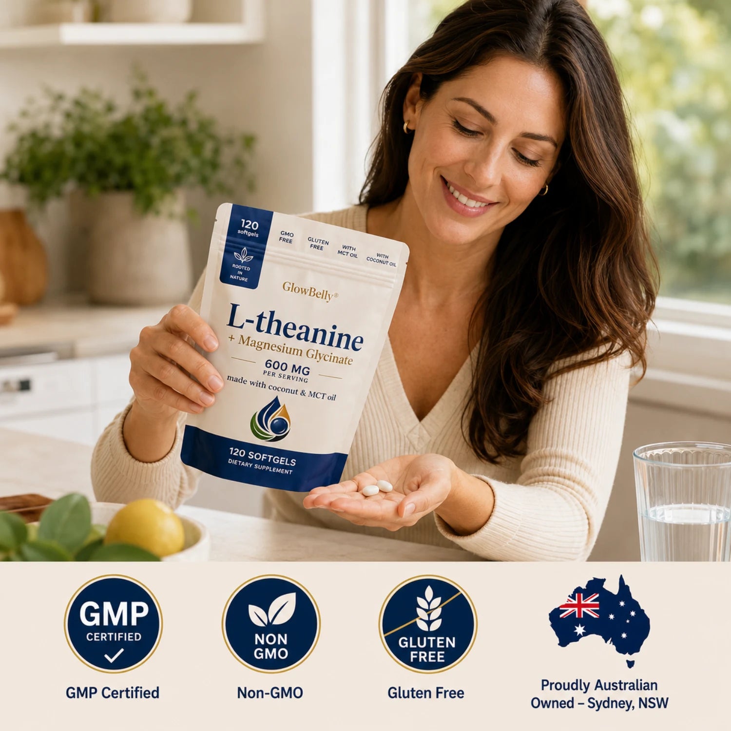 L-theanine + Magnesium Glycinate 120 Softgels