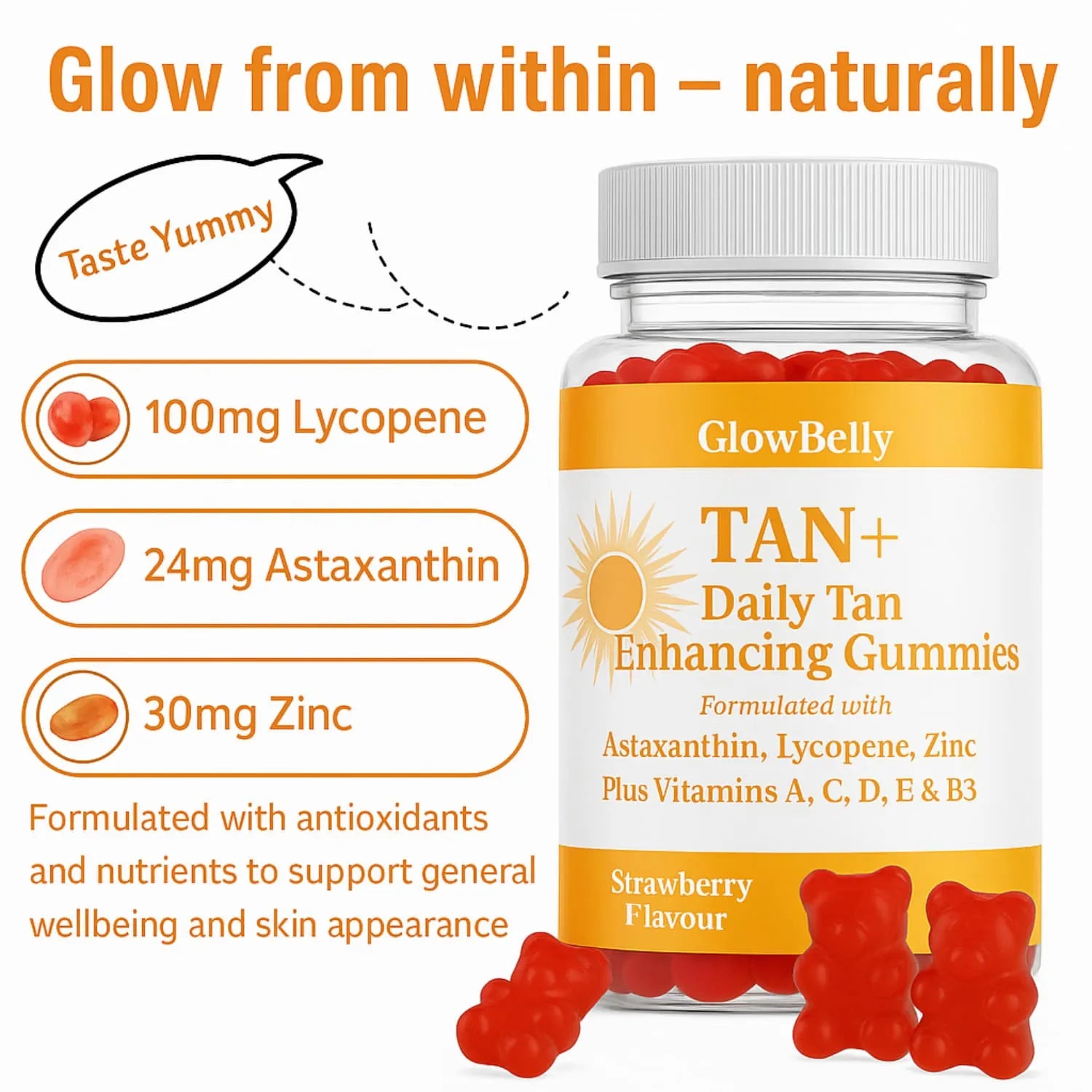 Tan Plus Strawberry Tanning Gummies