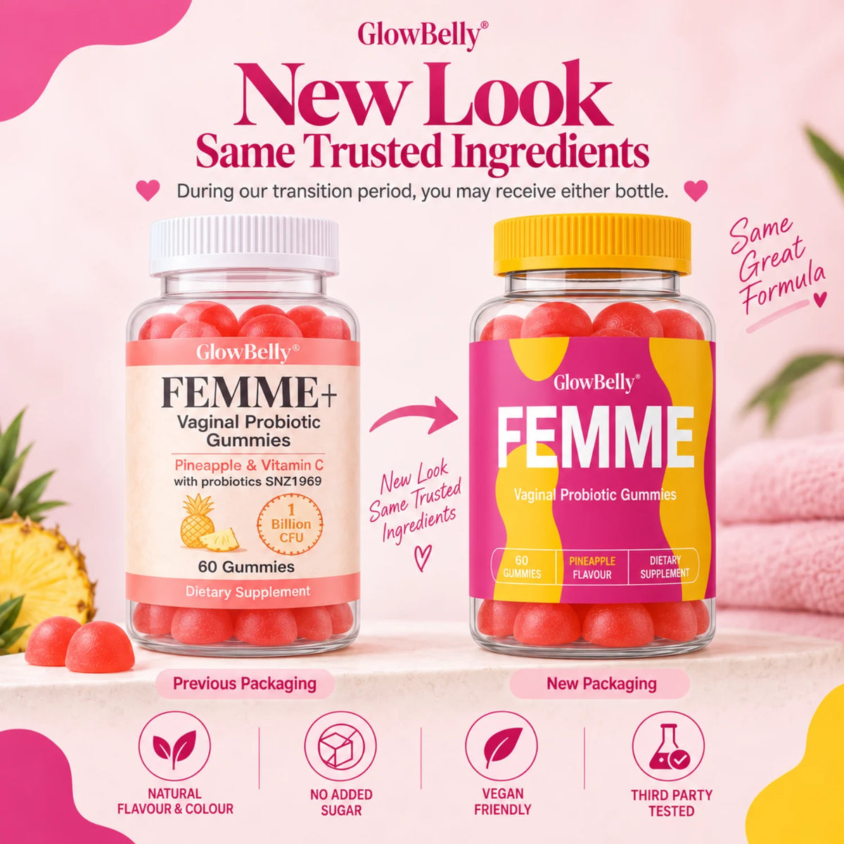 GlowBelly FEMME Women's Vaginal Probiotic Gummies, image 7