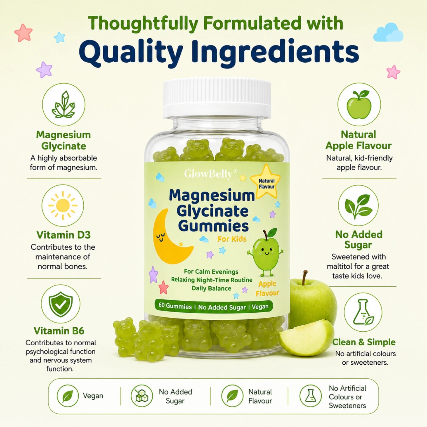 Kids Magnesium Glycinate, Vitamin D3 & B6 Gummies