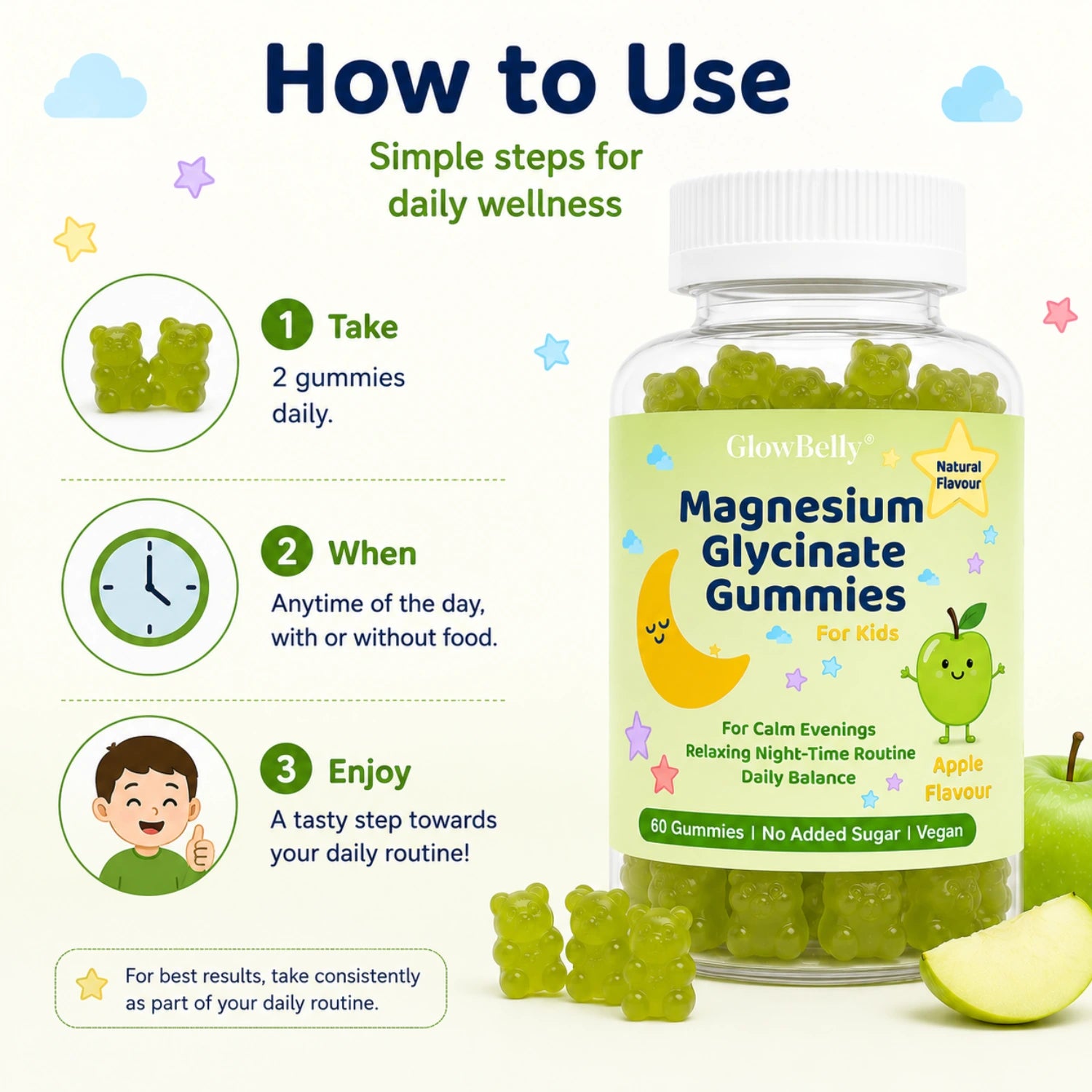 Kids Magnesium Glycinate, Vitamin D3 & B6 Gummies