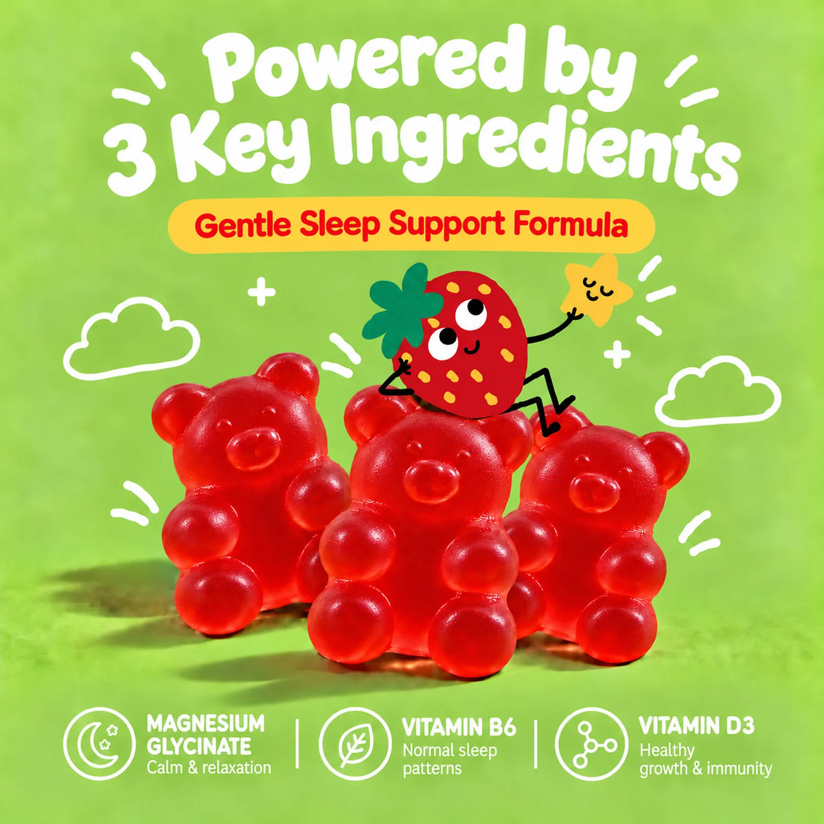 Sleepy Bears Kids Magnesium Gummies - Apple + Strawberry Bundle