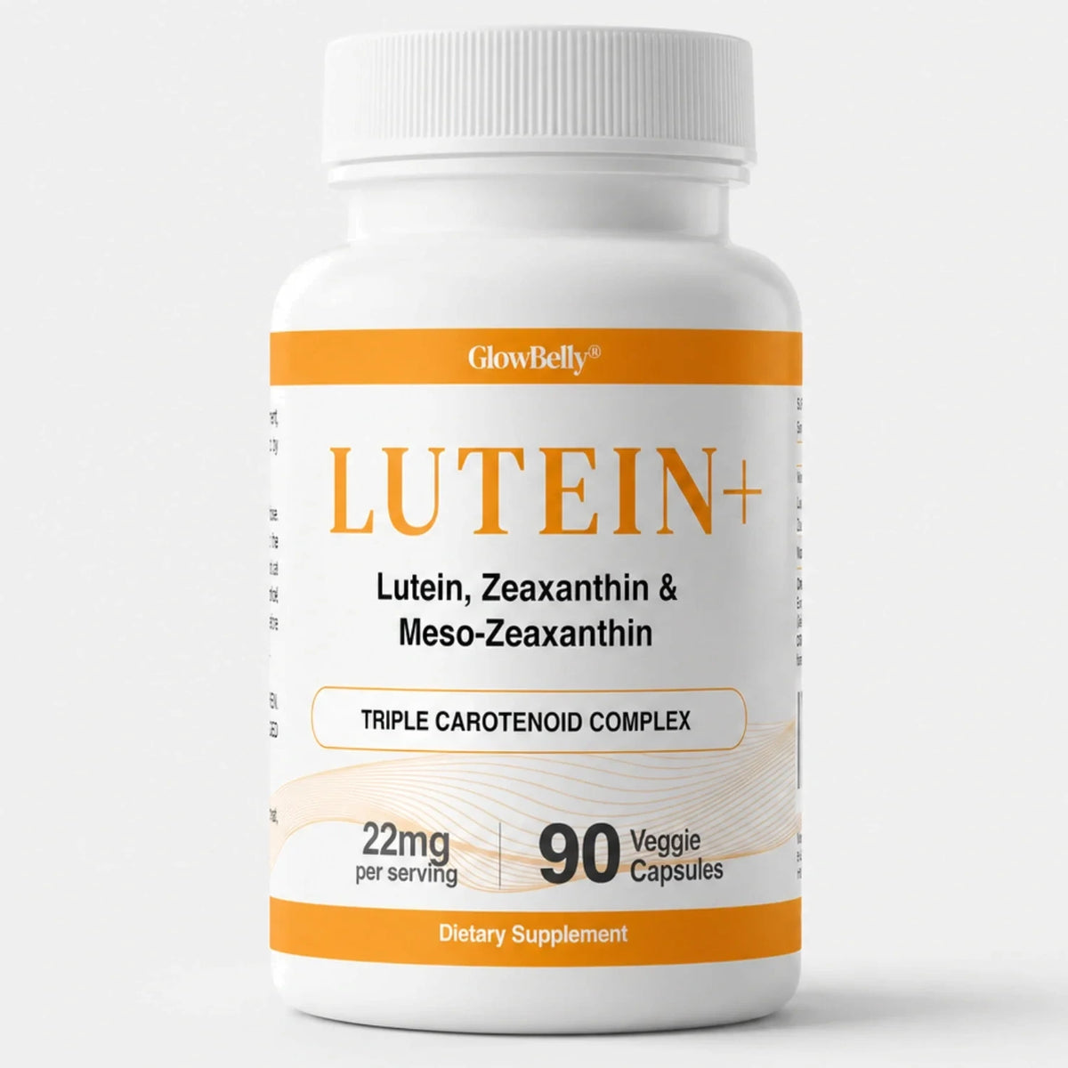 GlowBelly Lutein Zeaxanthin Meso-Zeaxanthin supplement bottle