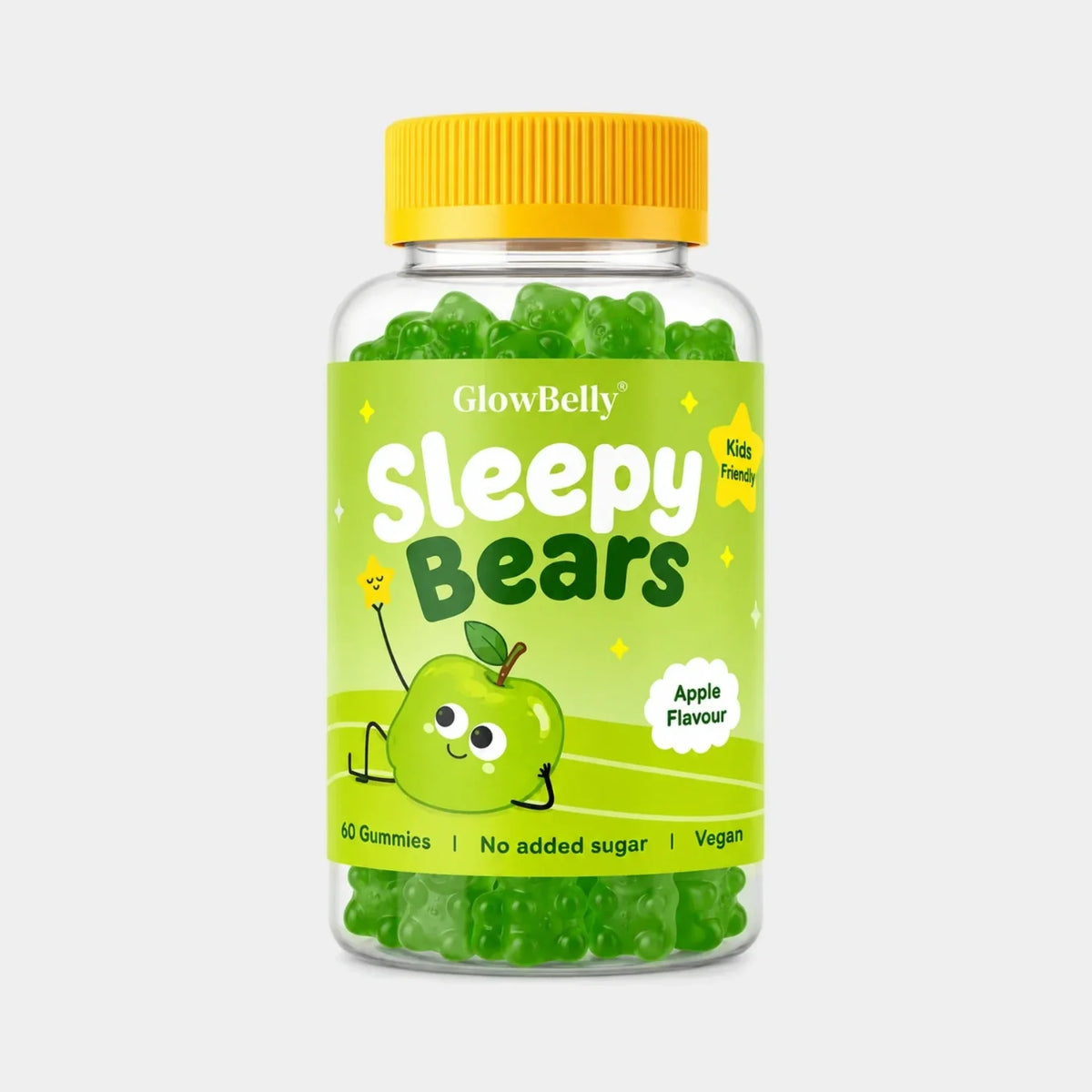 GlowBelly Sleepy Bears kids magnesium gummies, apple flavour jar (bundle)