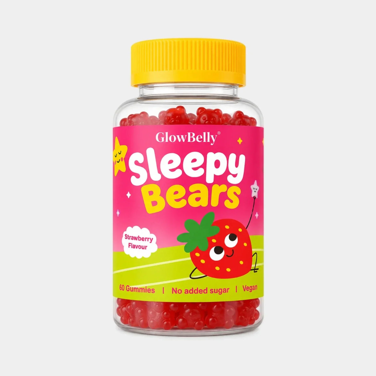 GlowBelly Sleepy Bears kids magnesium gummies, strawberry flavour jar (bundle)