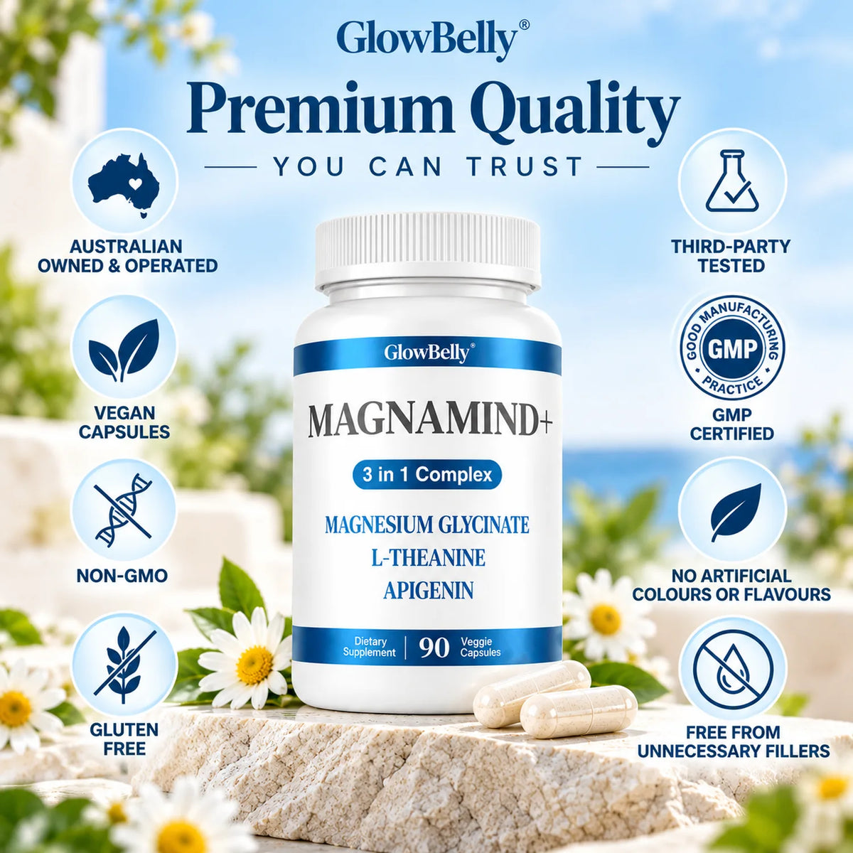 Magnamind+ 3 in 1  (Magnesium Glycinate, L-Theanine, Apigenin)