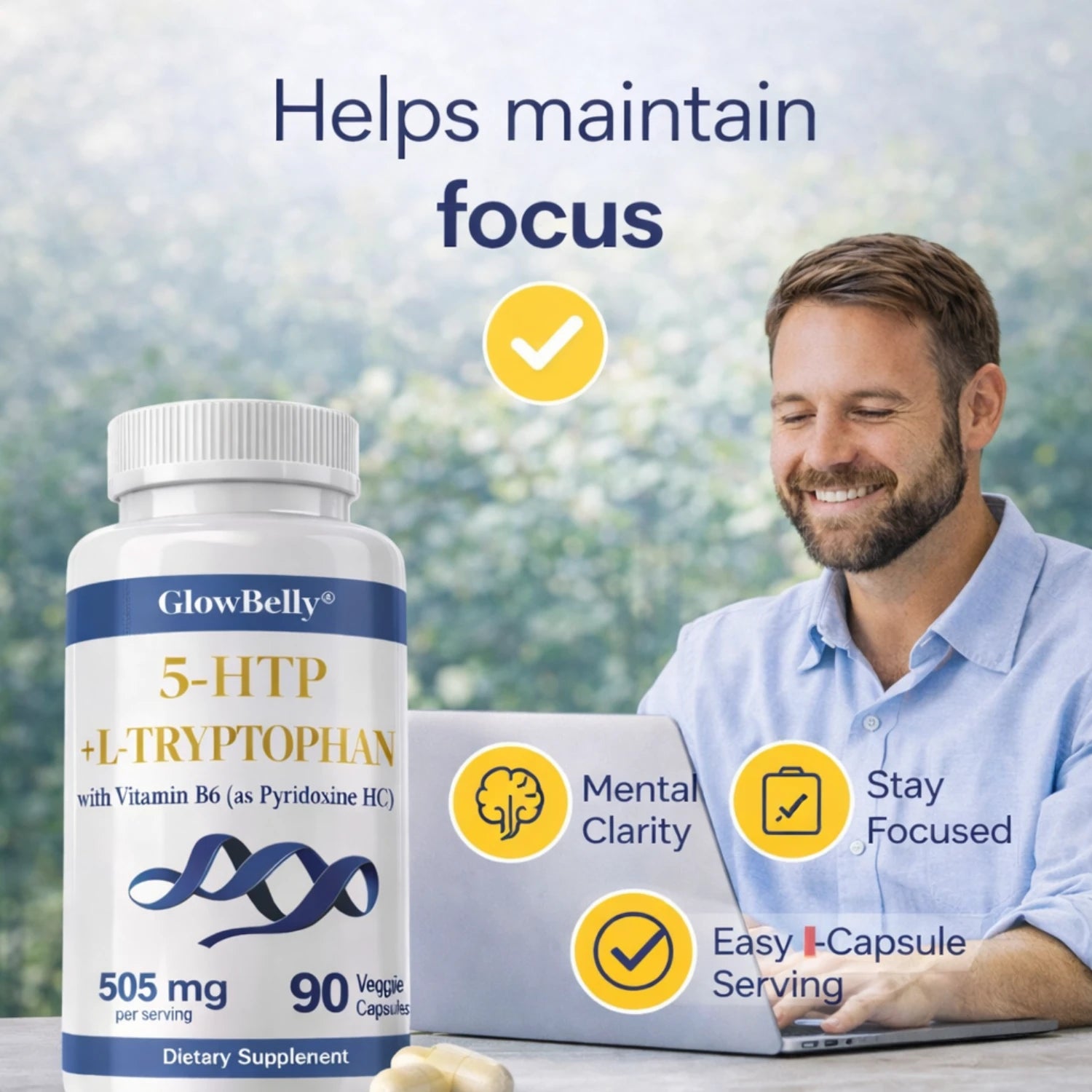 5-HTP + L-Tryptophan with Vitamin B6 505mg