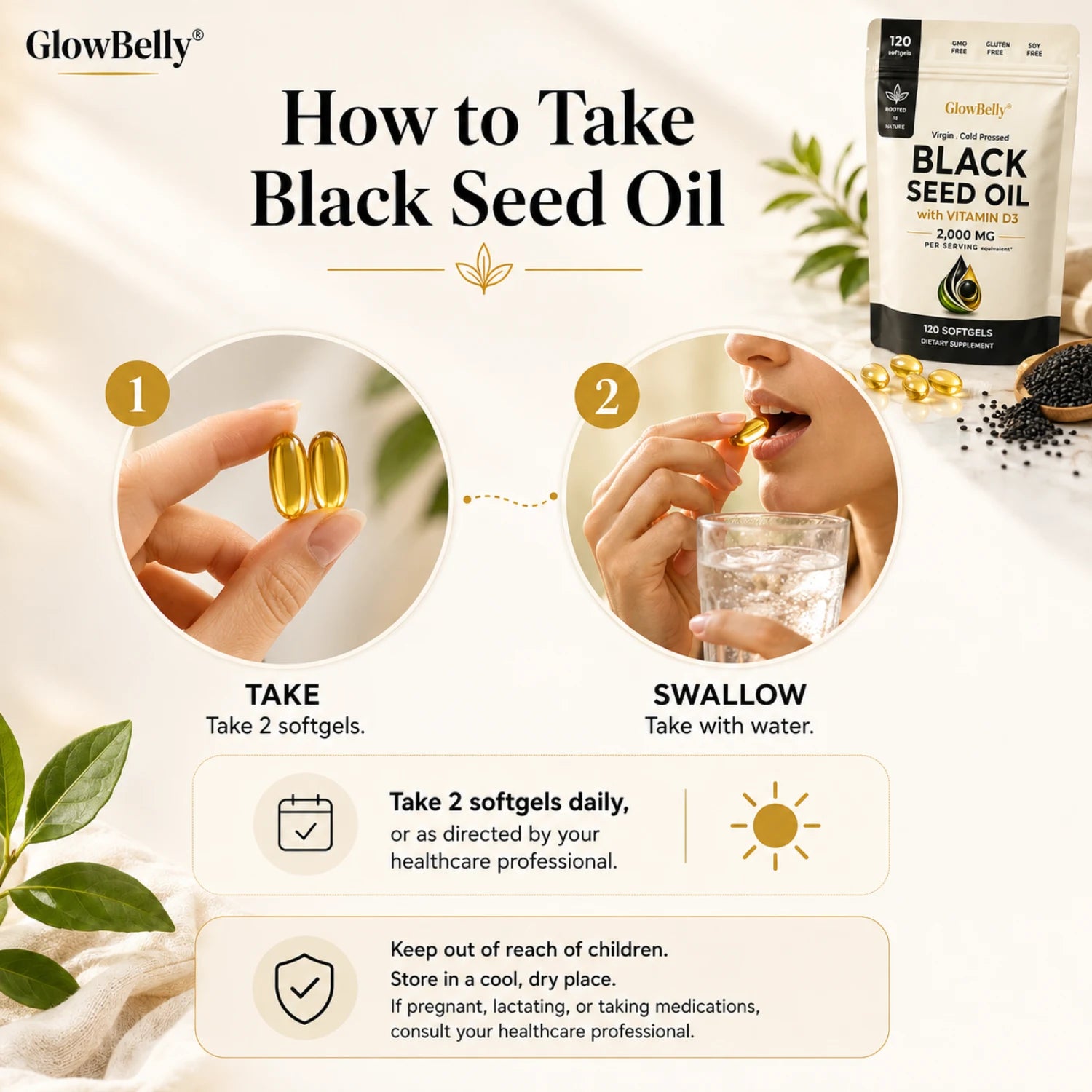 Black Seed Oil Capsules 2000mg | Cold Pressed Nigella Sativa