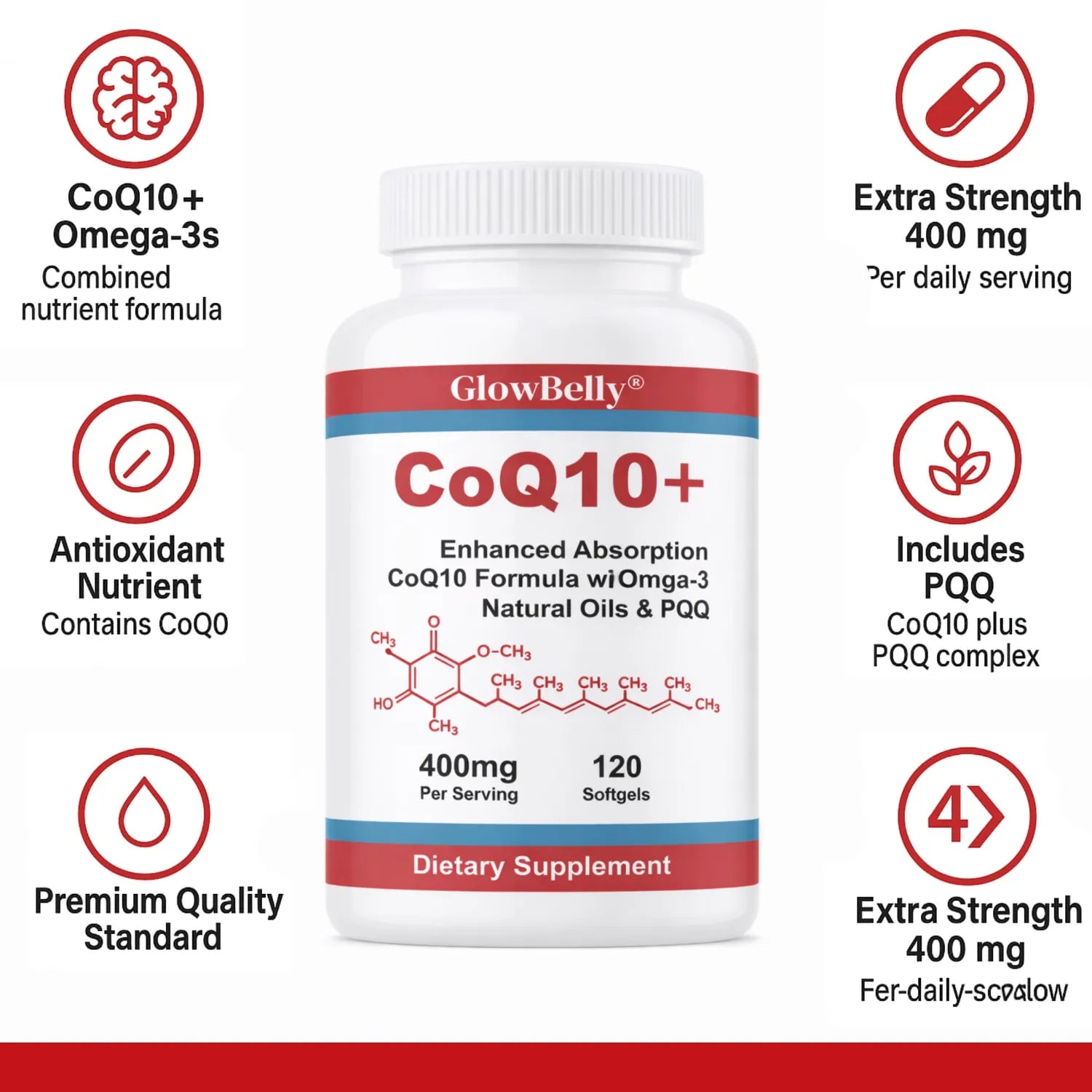 CoQ10 400mg, Omega-3, PQQ & Black Pepper Extract