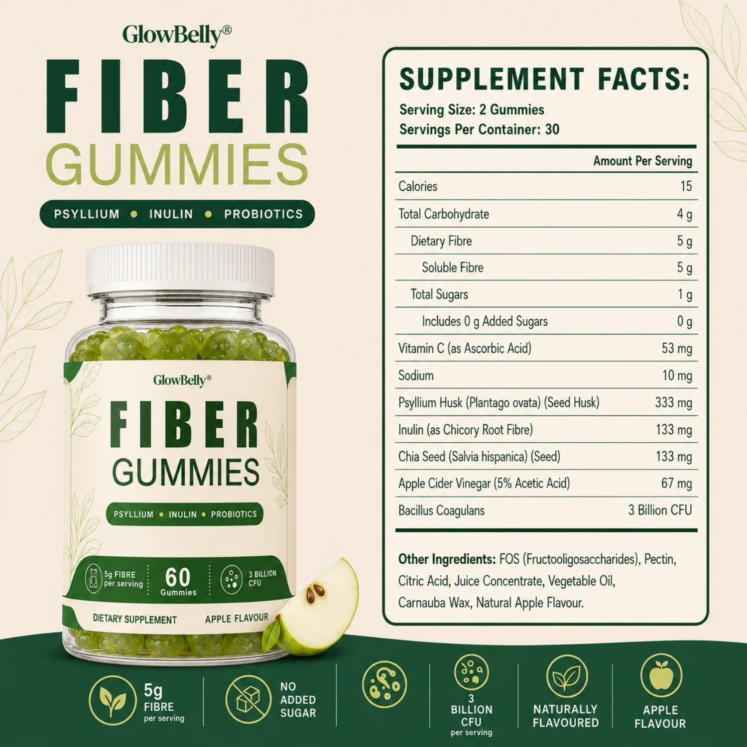 Fibre & Probiotic Gummy | Apple Flavou