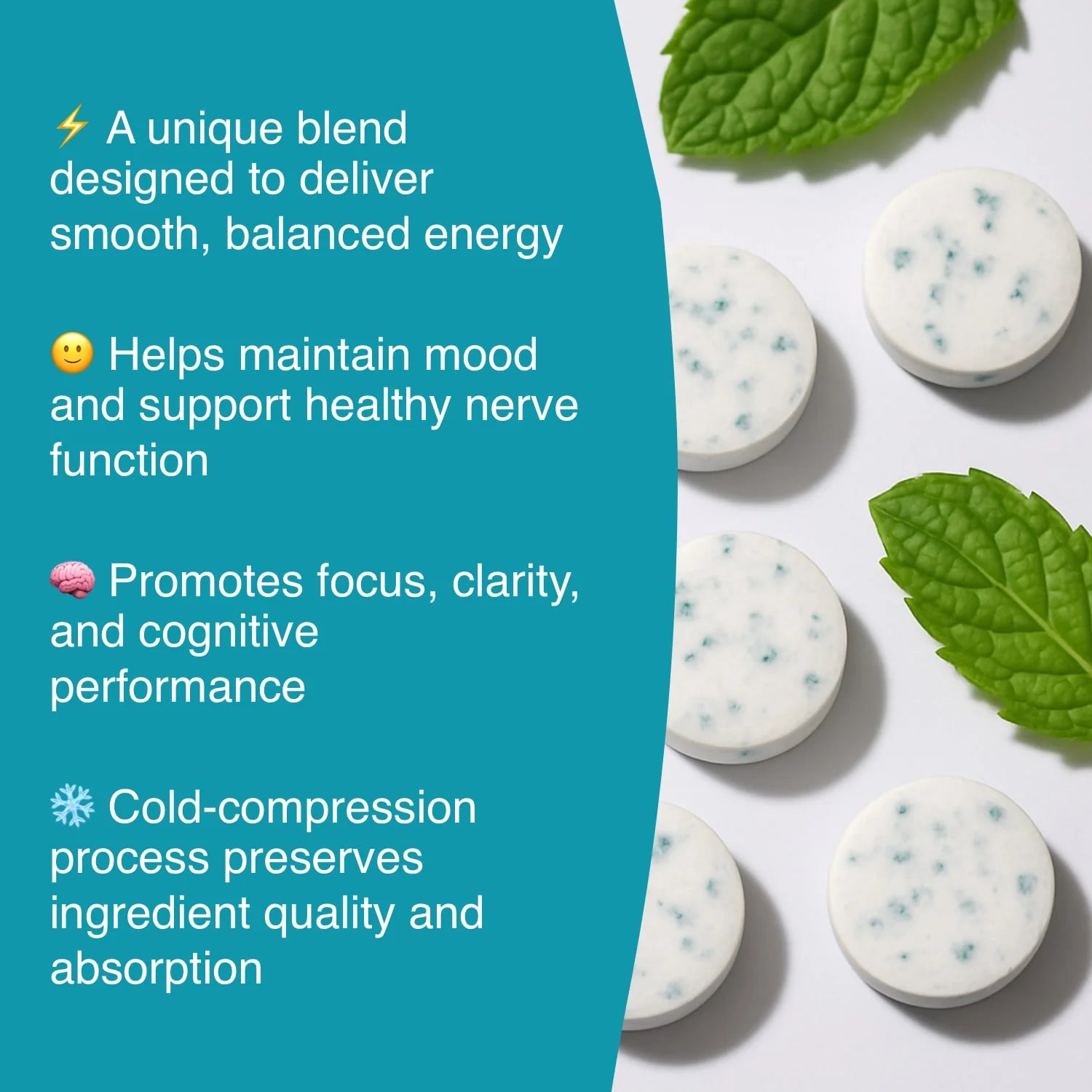 Energy Focus Mints, Natural Peppermint Flavour With Caffeine, L-Theanine & B-Vitamins