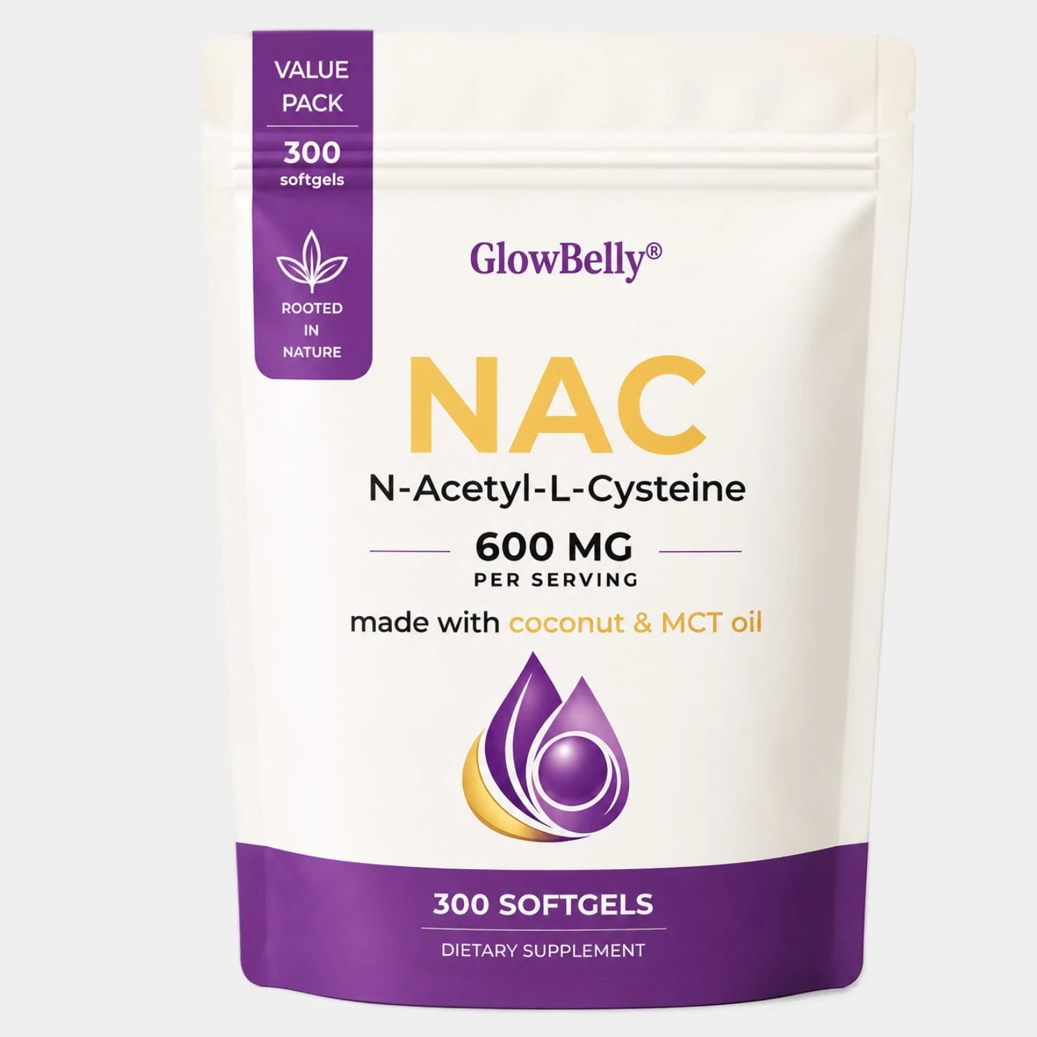 GlowBelly NAC and MCT Oil Softgel bottle