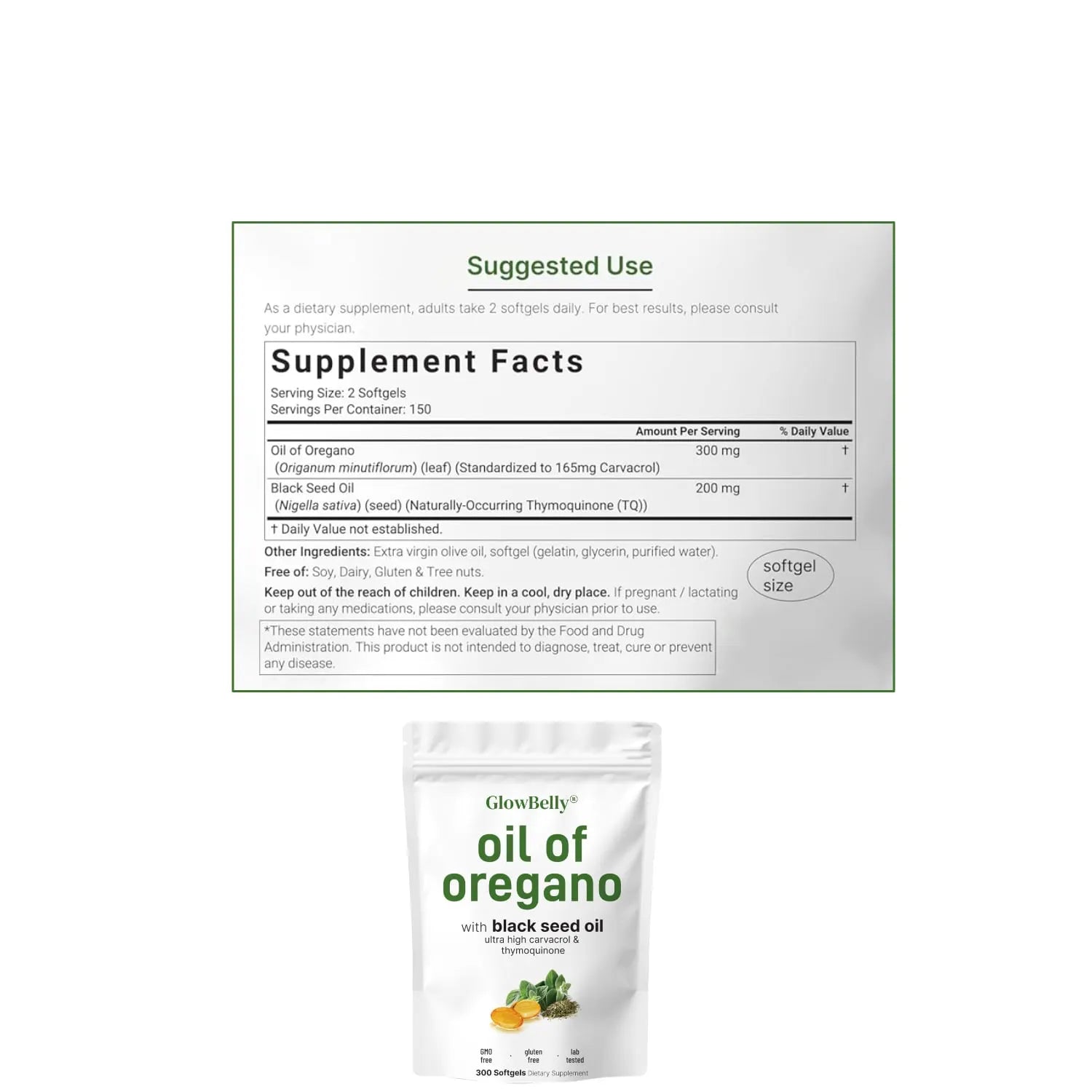 Oregano Oil 6000mg with Black Seed Oil - 180 Count