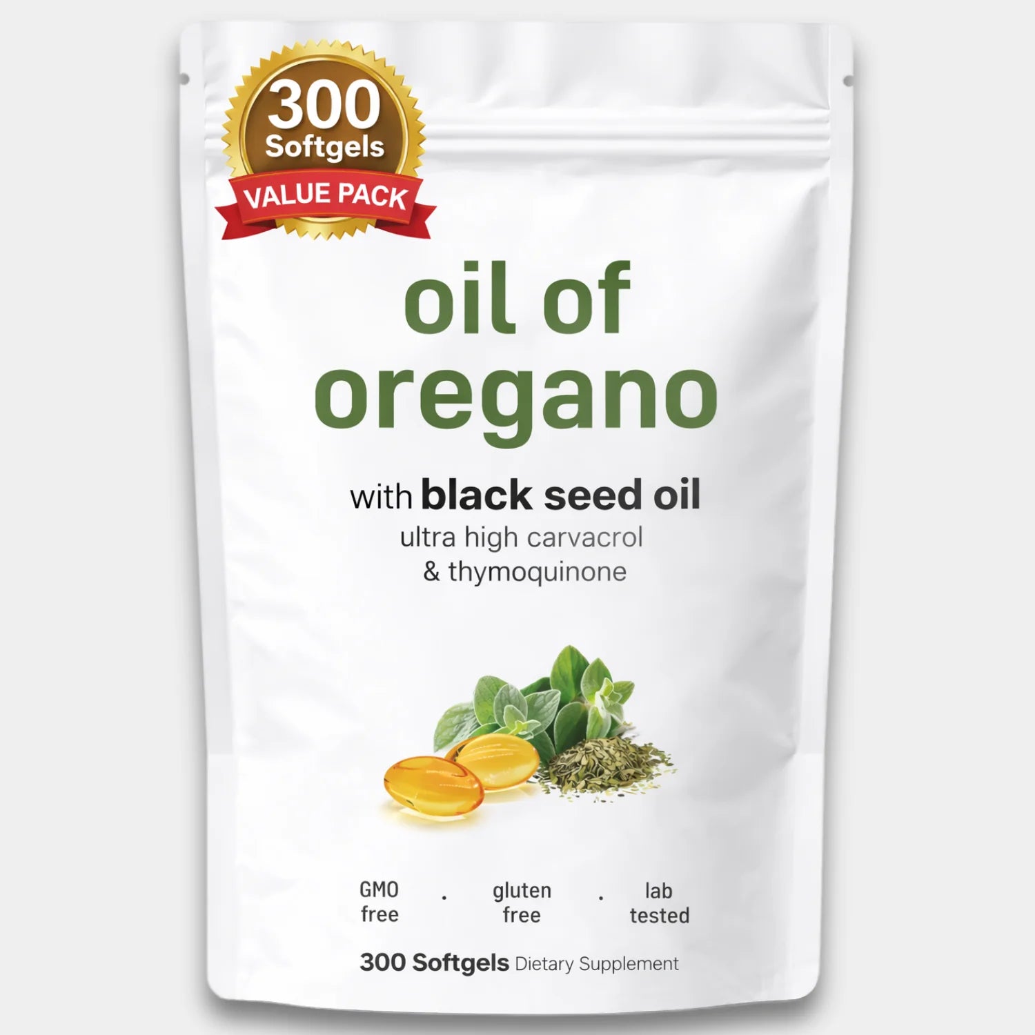 Oregano Oil 6000mg with Black Seed Oil - 300 Count