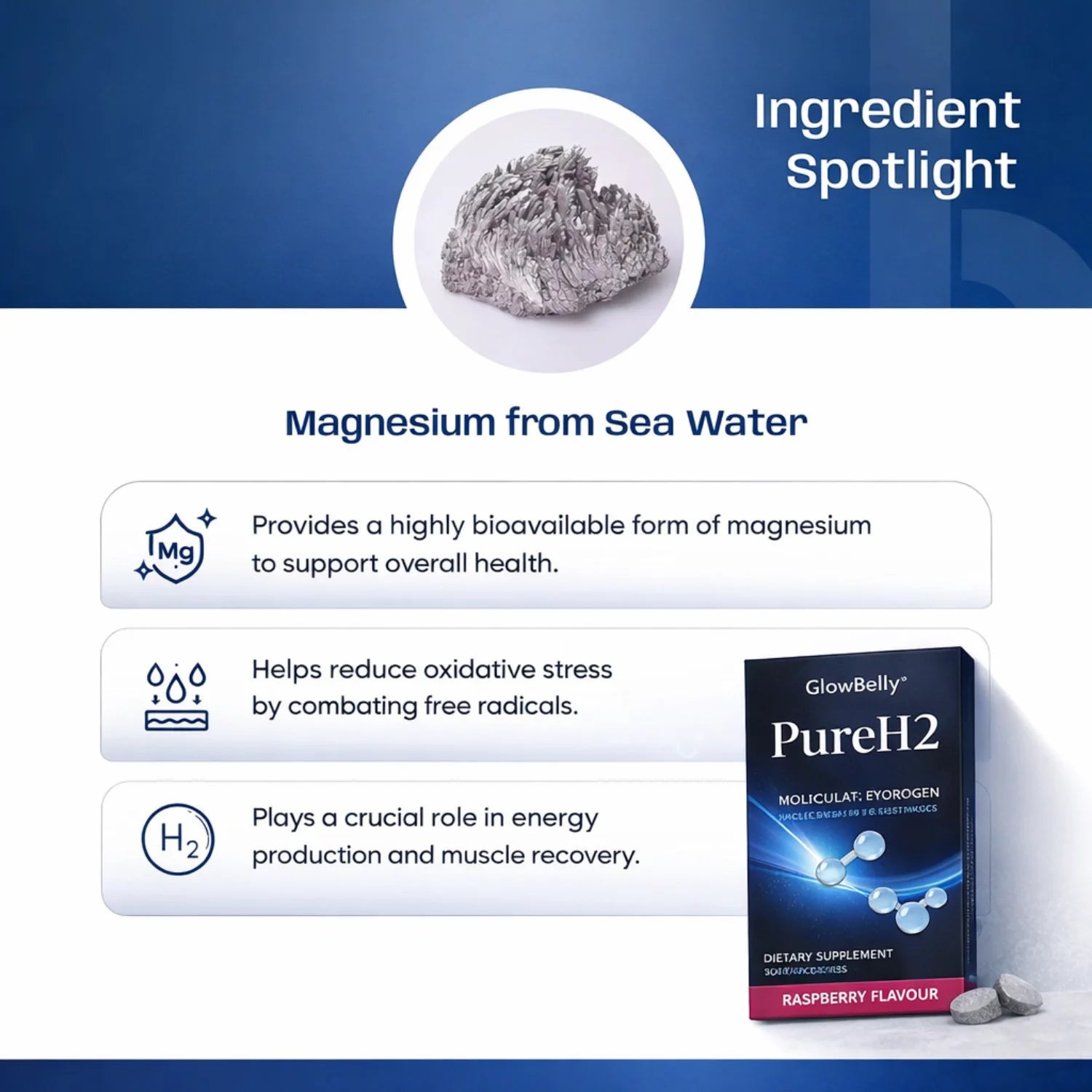 Molecular Hydrogen Tablets H2 Water Enhancer - Raspberry Flavour