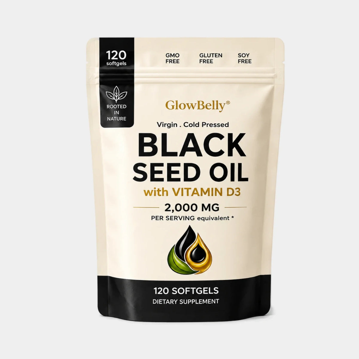 GlowBelly Black Seed Oil 120 Softgels