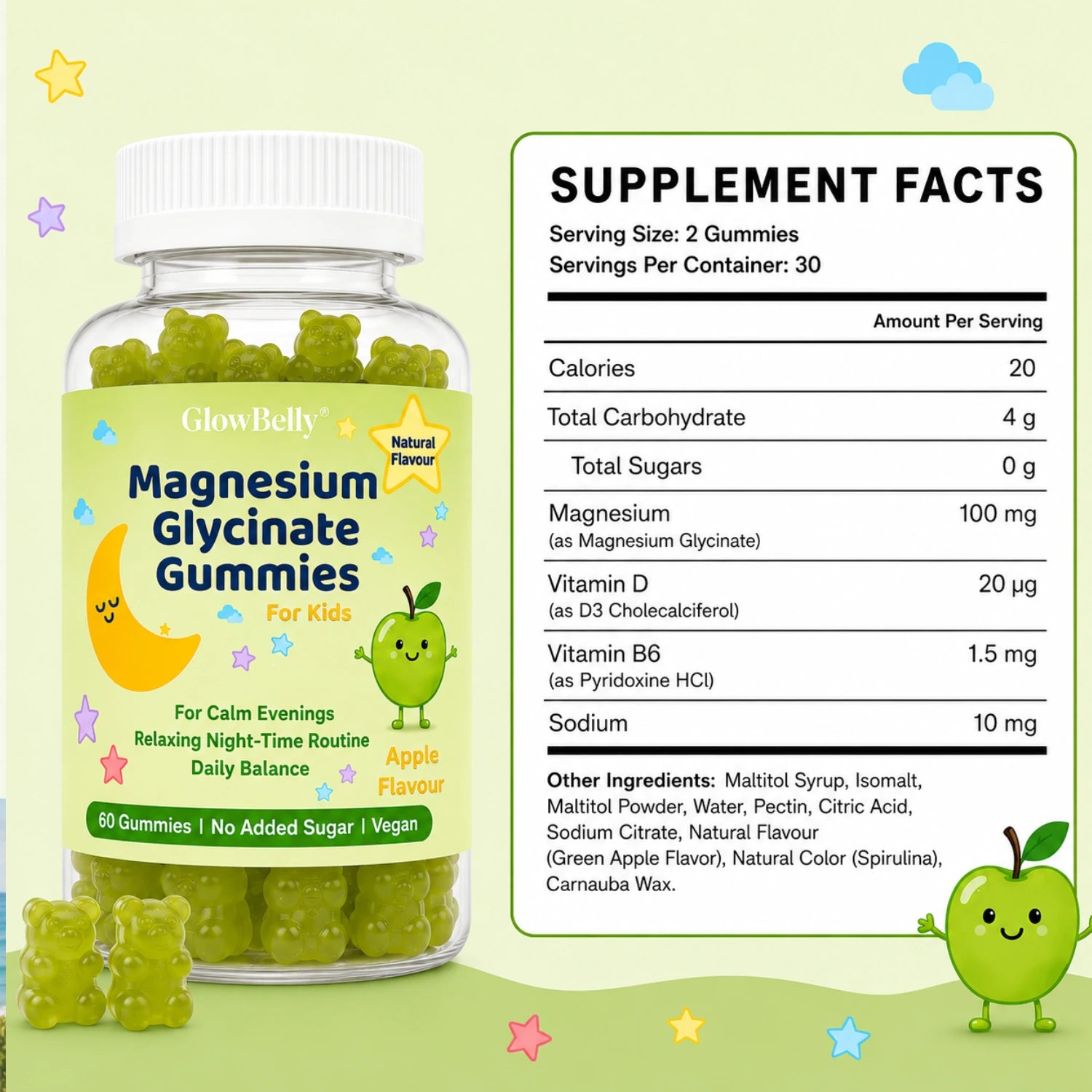 Kids Magnesium Glycinate, Vitamin D3 & B6 Gummies