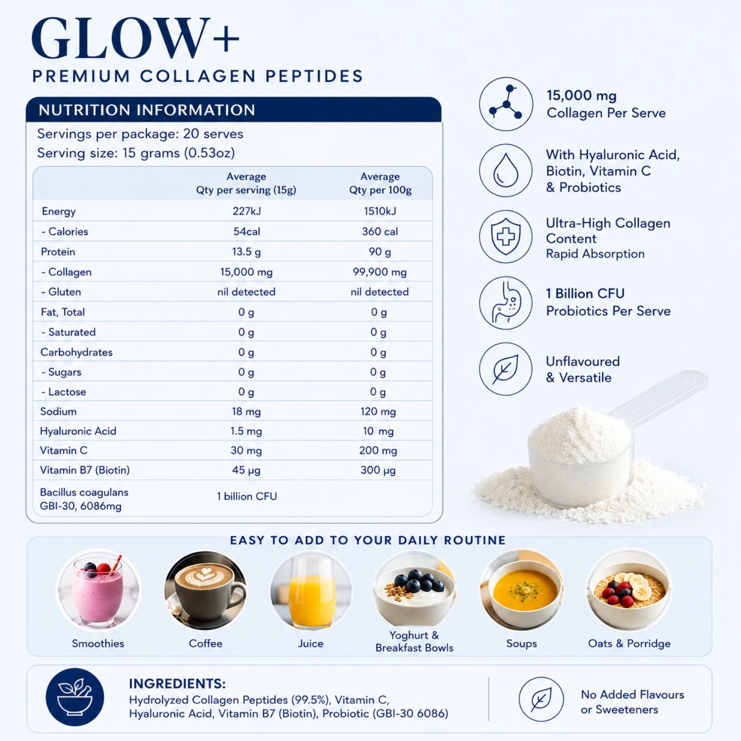Glow+ Unflavoured Collagen Peptides