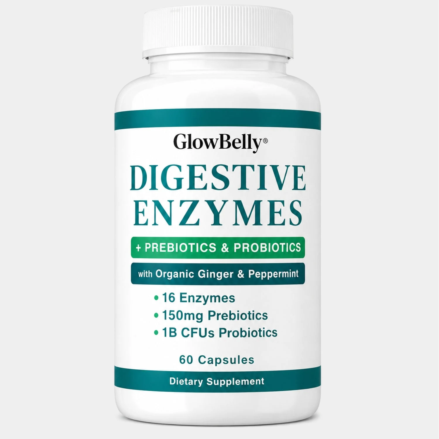GlowBelly Digestive Enzymes supplement bottle