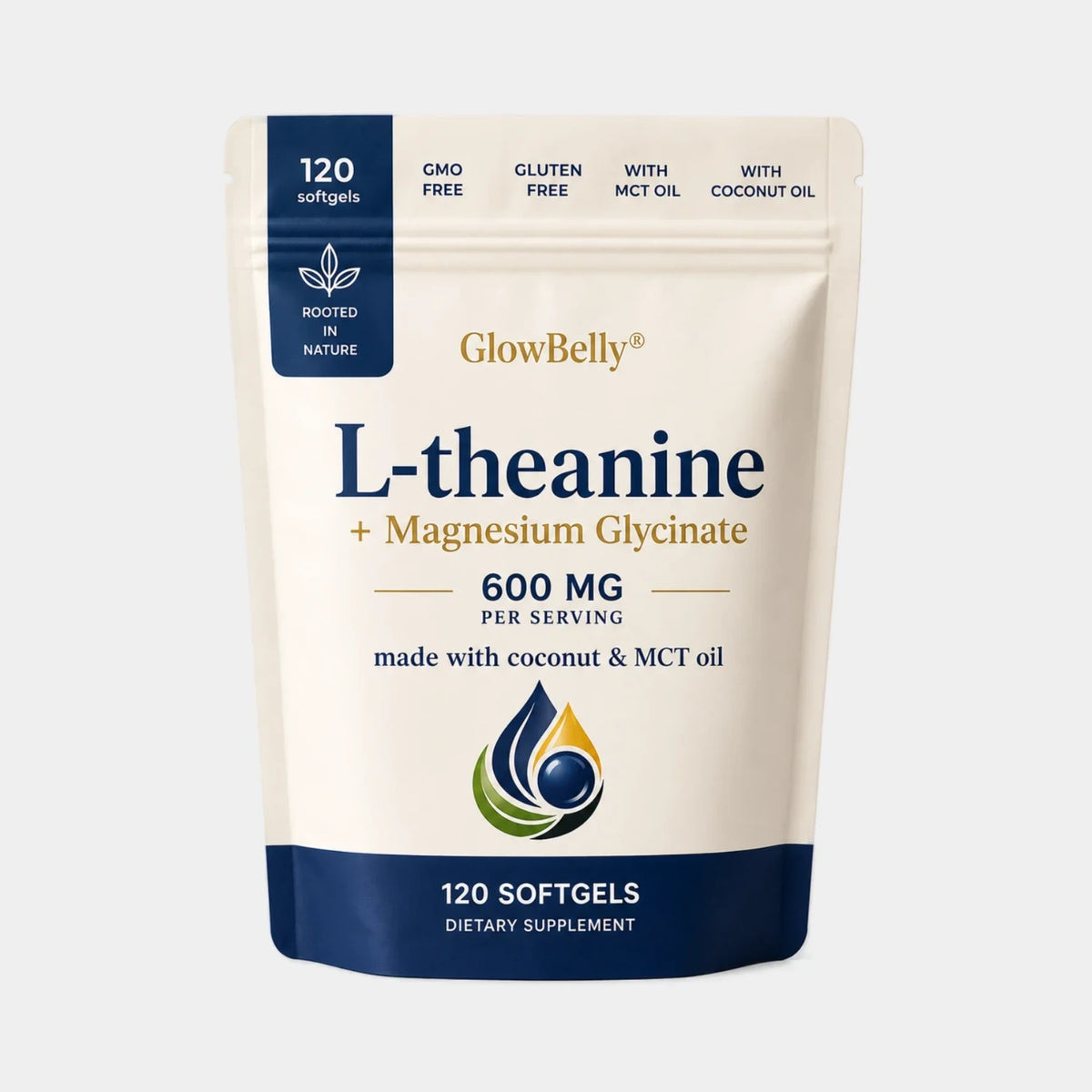 GlowBelly L-Theanine + Magnesium Glycinate 120 Softgels