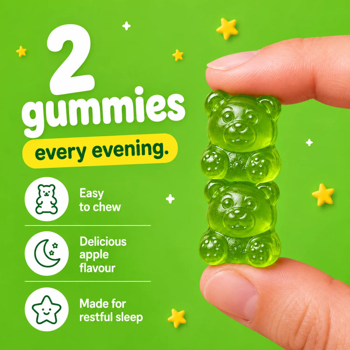 GlowBelly Sleepy Bears Kids Magnesium Gummies Apple, image 7