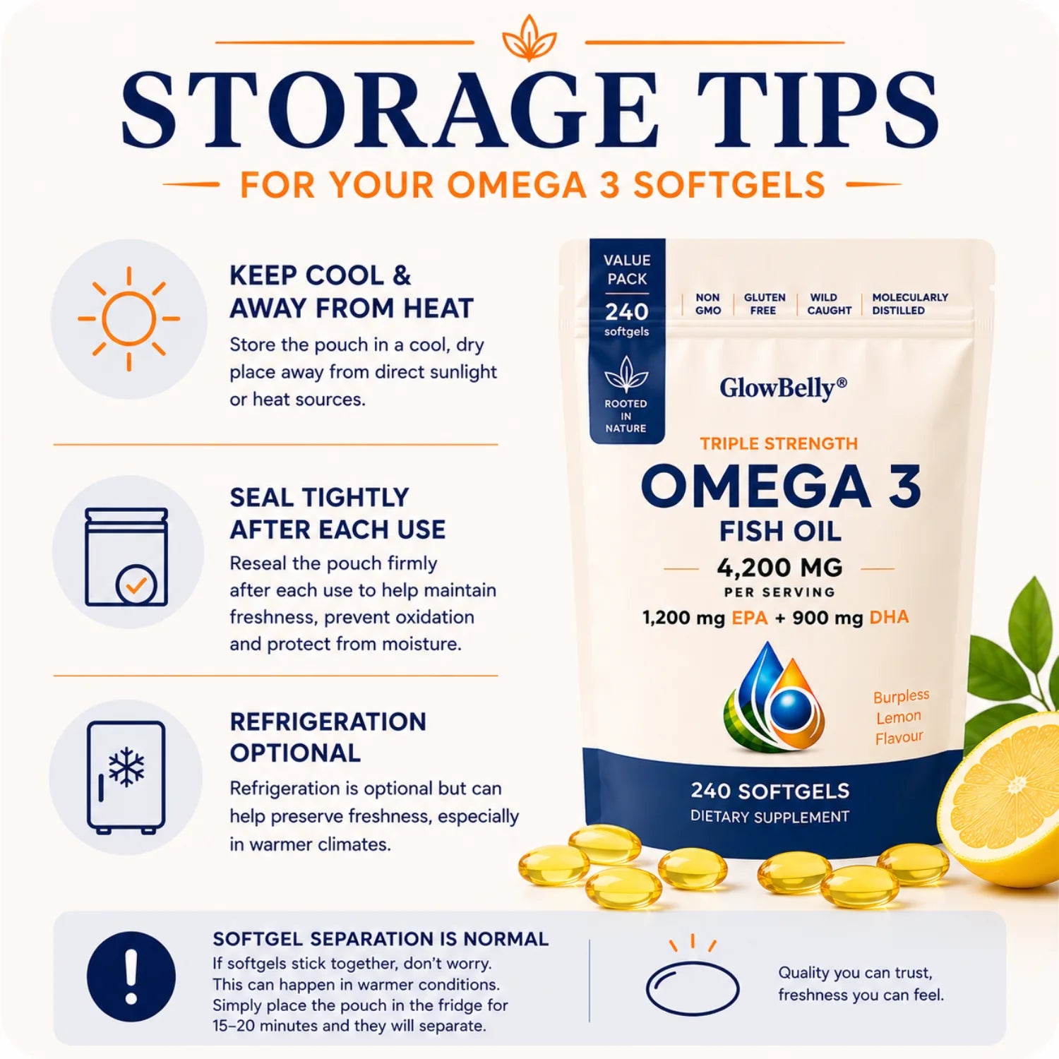 Omega-3 Fish Oil with Lemon  - 240 Softgels