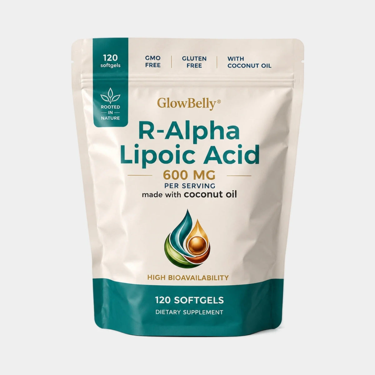 R-Alpha Lipoic Acid 600mg Softgels pouch
