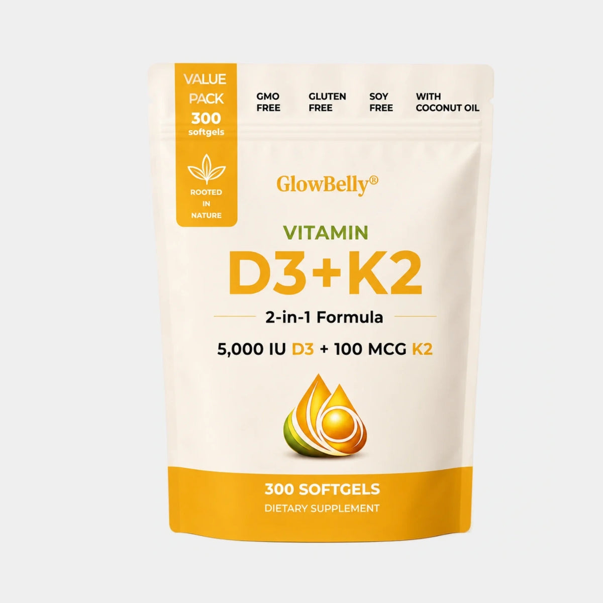 GlowBelly Vitamin D3 + K2 300 Softgels