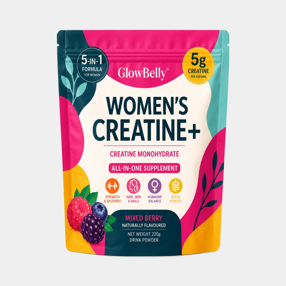 GlowBelly Women's Creatine+ Berry Flavour